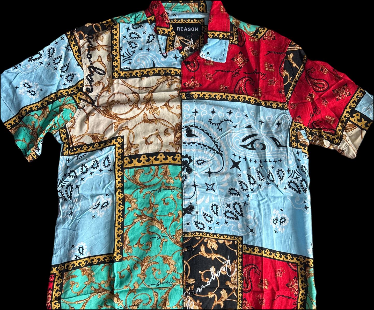Men’s reason brand button down shirt geometric print