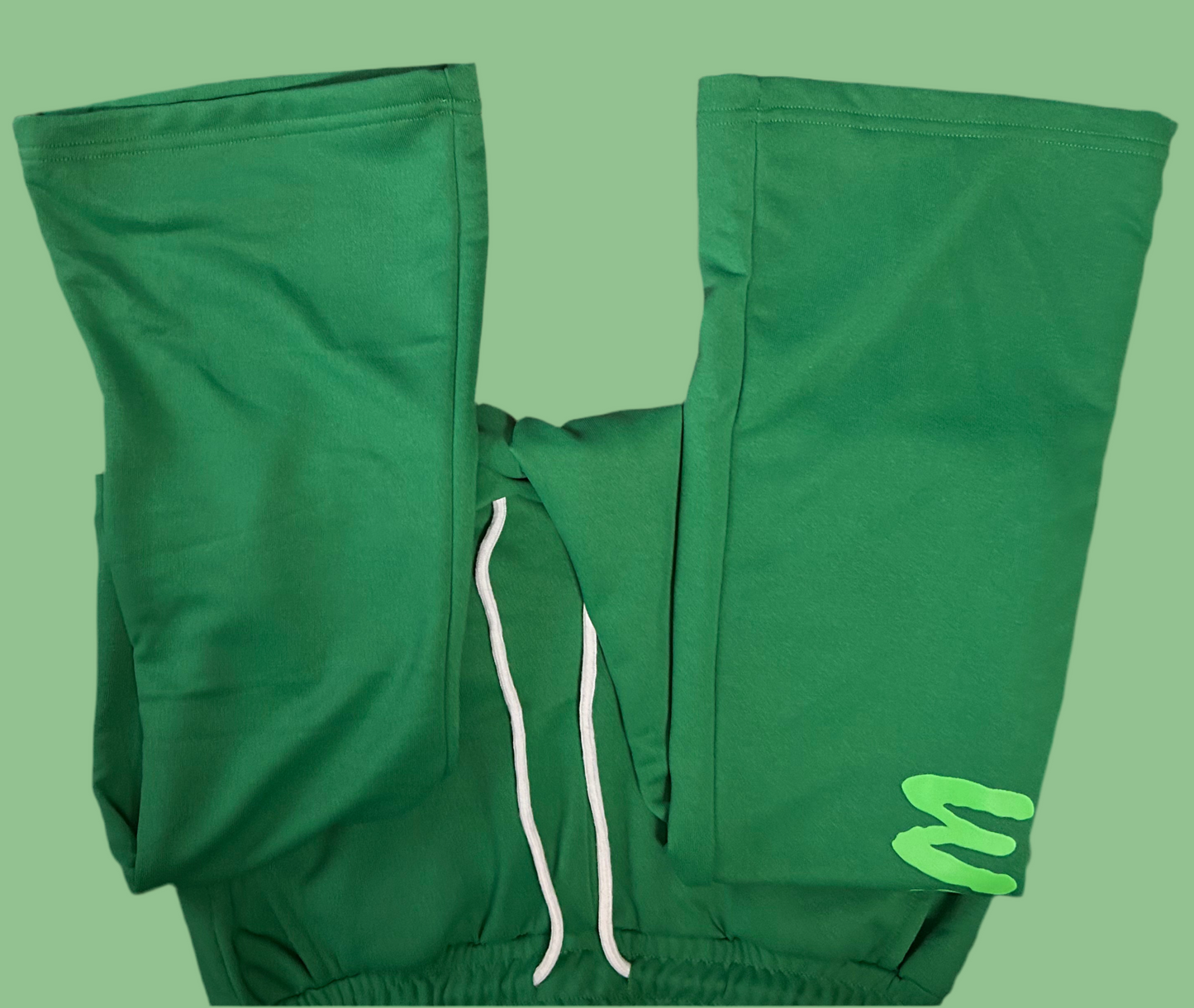 Men’s green bel bottom joggers