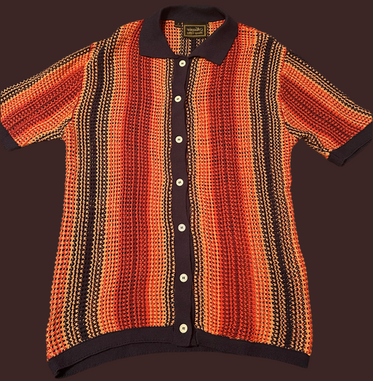 Button down luxury men’s Crochet knit top
