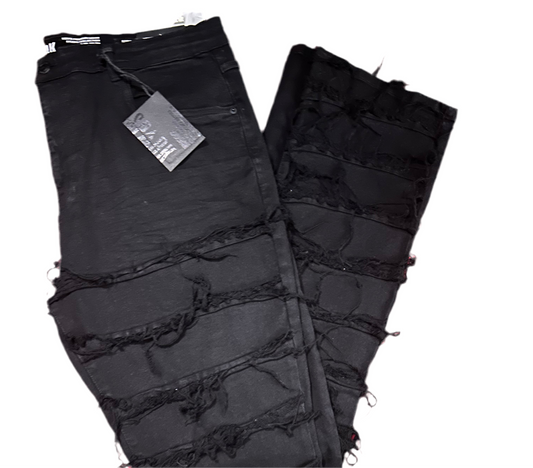 Men’s distressed stacked jeans