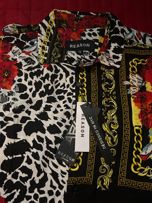 Men’s animal print button up shirt