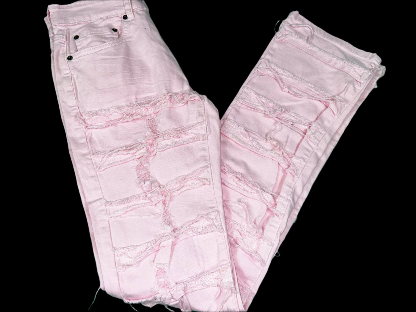 'Rip & Repair' Stack Denim Pink