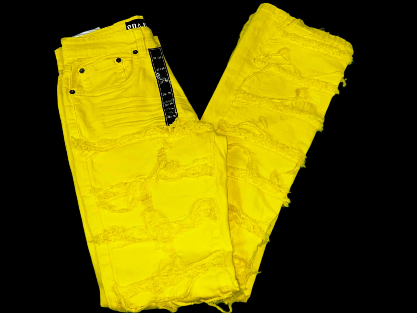 'Rip & Repair' Stack Denim Yellow