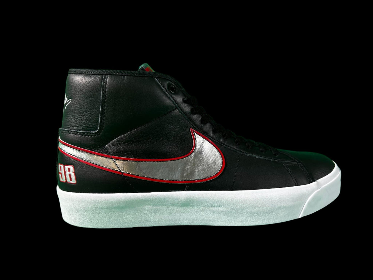 Nike SB Blazer Mid GT Pro Black, Red & Silver Skate Shoes