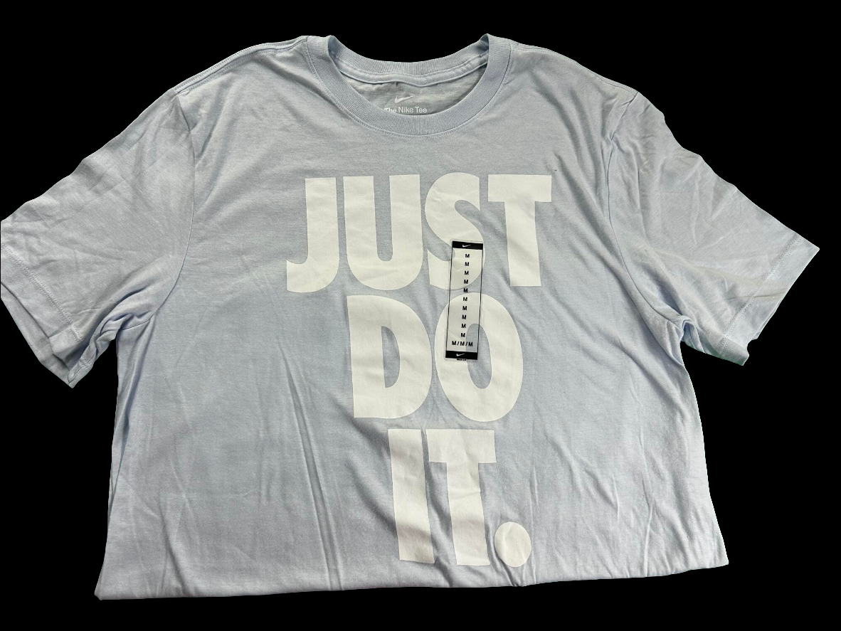 Nike Short Sleeve Shirts (Just Do It Light Blue)