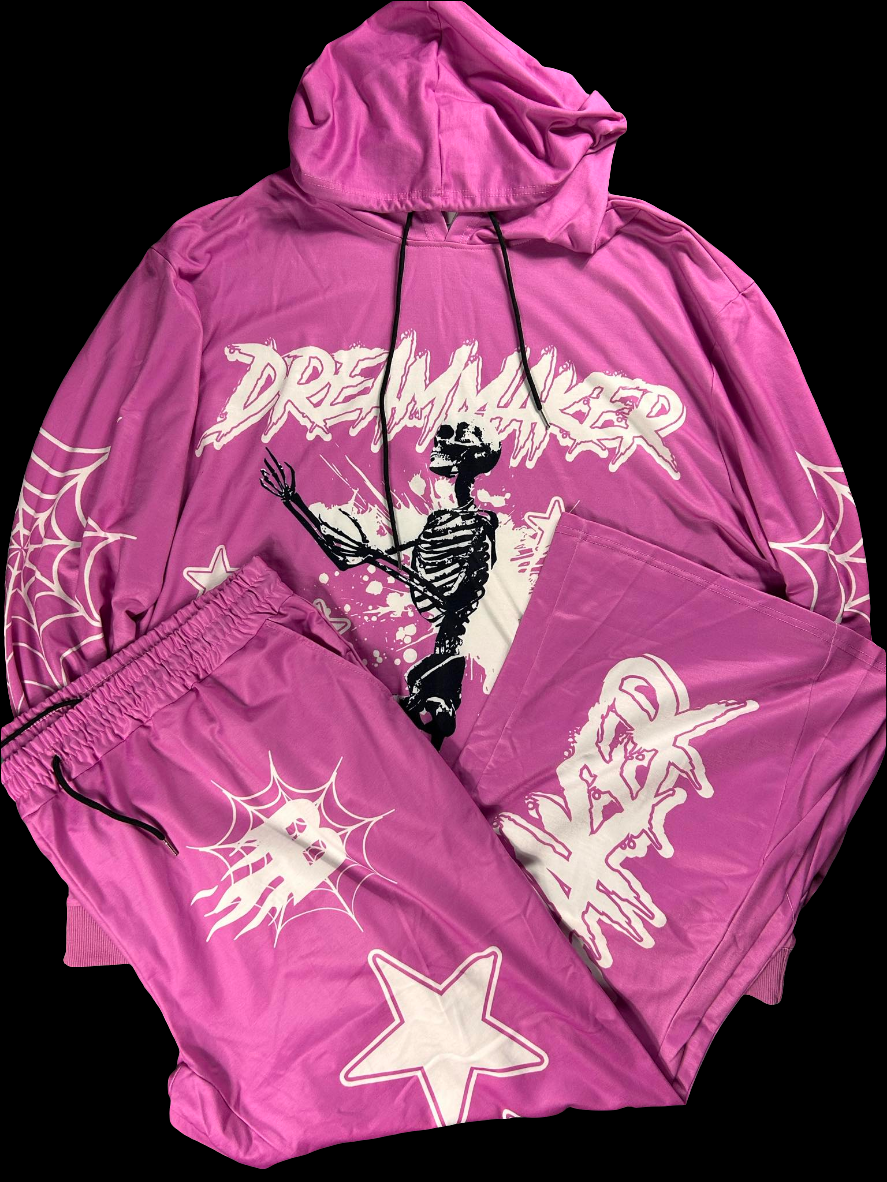 Y2K Hoodie Creative Spider Skull Printed Hooded Streetwear Set