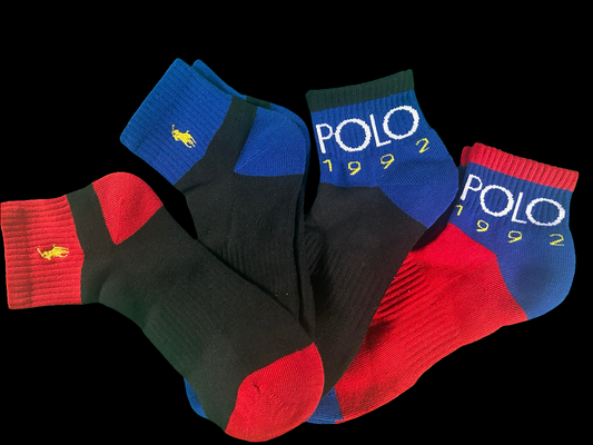 Polo Ralph Lauren Polo 1992 Quarter-Crew Sock  Color Blocked Low Cut Tab