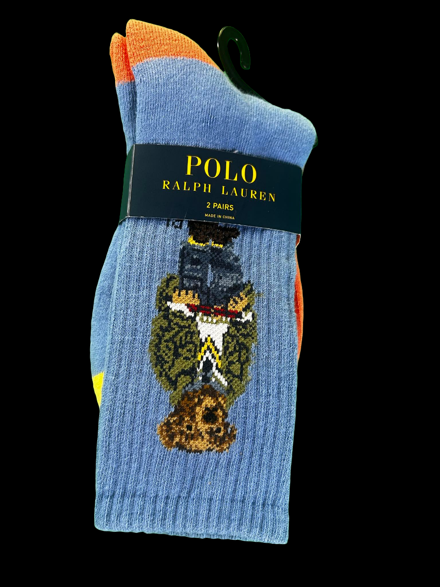 Polo Ralph Lauren Men's 2pk American In Paris Bear Crew Socks